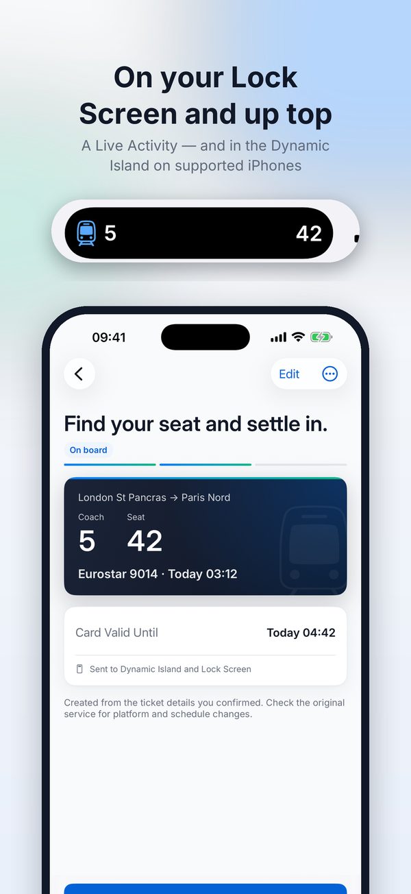 Card on the Lock Screen and in the Dynamic Island