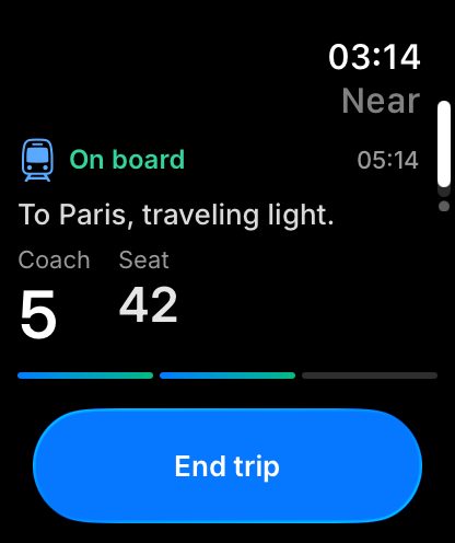 Train card on Apple Watch