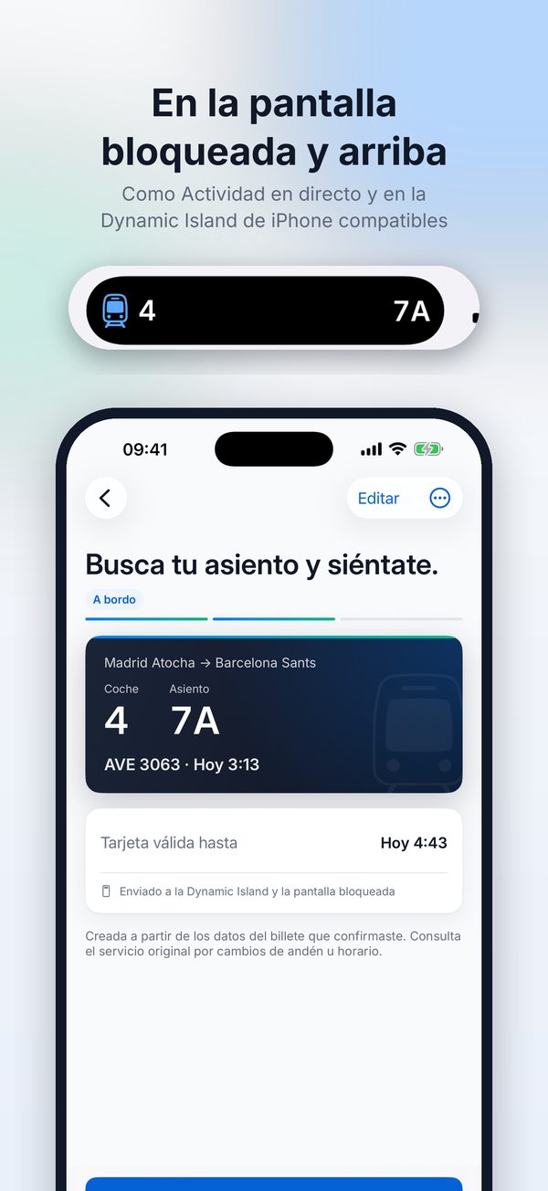 Tarjeta en la pantalla de bloqueo y la Dynamic Island