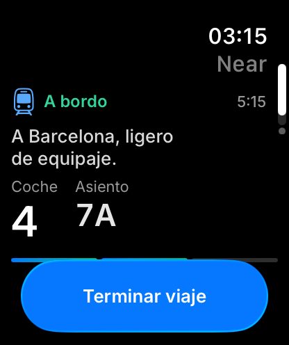 Tarjeta de tren en el Apple Watch