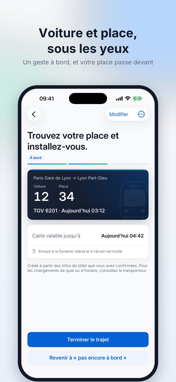 Carte de train avec voiture et place