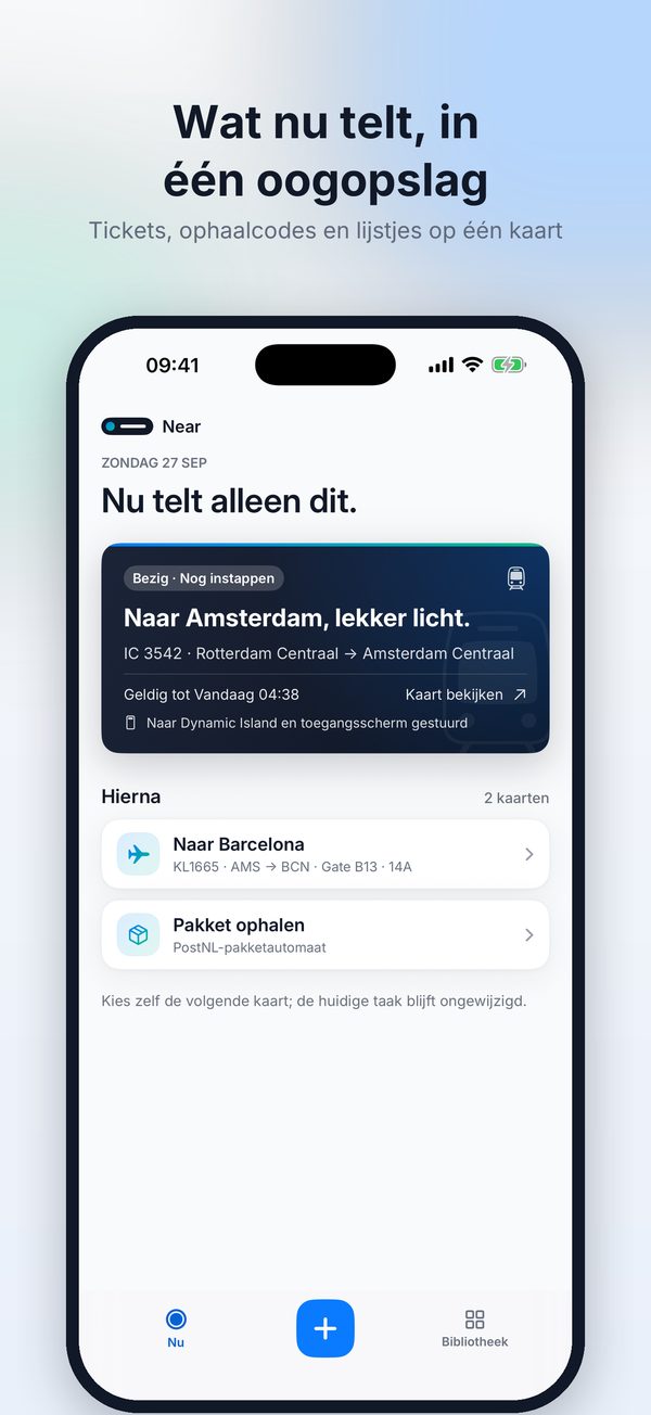 Beginscherm van Near met de huidige actiekaart