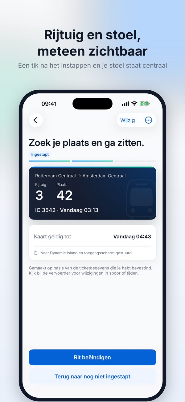 Treinkaart met rijtuig en zitplaats
