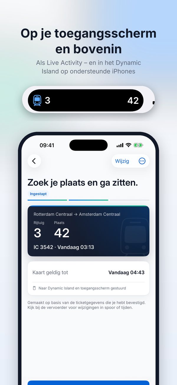Kaart op het toegangsscherm en in het Dynamic Island
