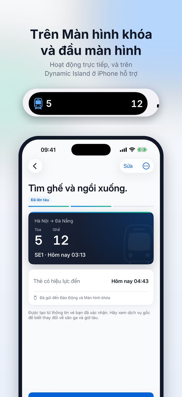 Thẻ trên Màn hình khóa và Dynamic Island